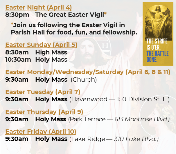 Holy Week & Easter Mass Schedule > Church of St. Francis Xavier