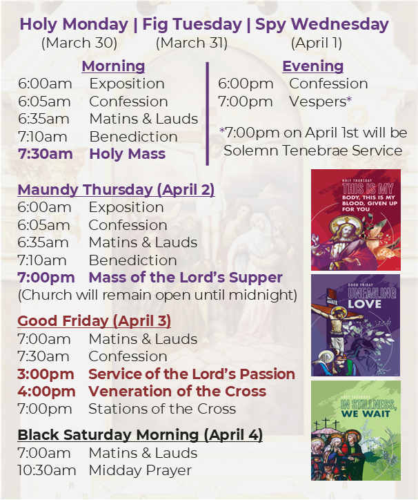 Holy Week & Easter Mass Schedule > Church of St. Francis Xavier